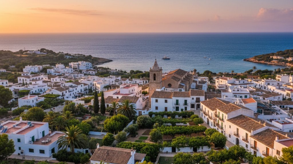 Bed and Breakfast in Ibiza: What to Expect at a Guest House 1 Hilltop view over whitewashed Ibicenco village cascading toward the sea