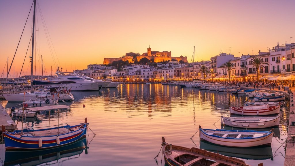 12 Things to Do in Ibiza Town Beyond the Clubs 1 Ibiza town harbor at twilight with boats reflected in calm water