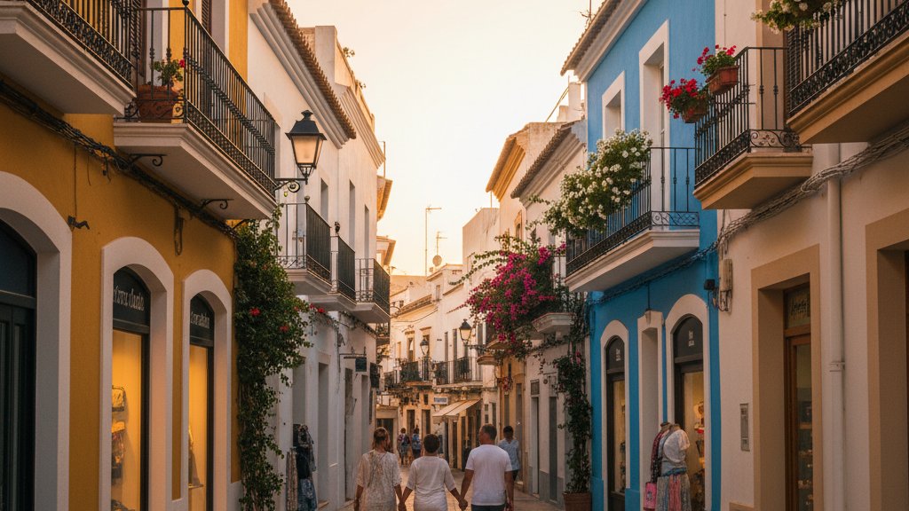 Guia Completa de Alojamiento Economico en Ibiza Ciudad 1 Barrio de La Marina en Ibiza al atardecer con fachadas coloridas
