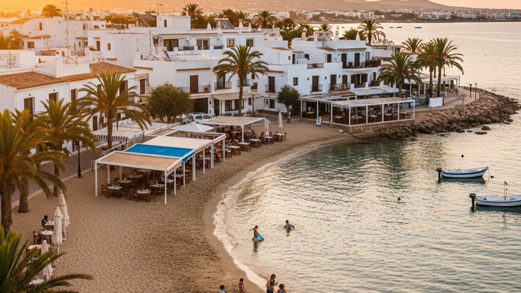 Where to Stay in Ibiza: A Complete Area-by-Area Guide 1 Talamanca neighborhood in Ibiza with beachfront restaurants and calm water