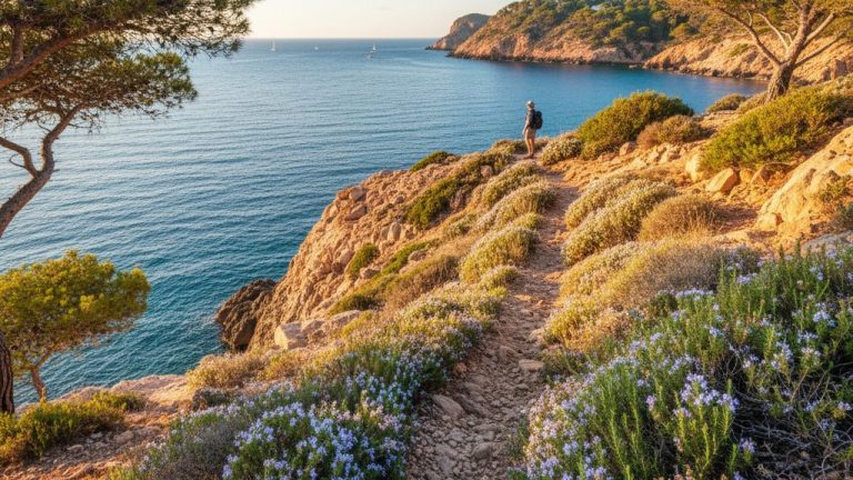 Sendero costero entre Talamanca y Cap Martinet en Ibiza con vistas al mar